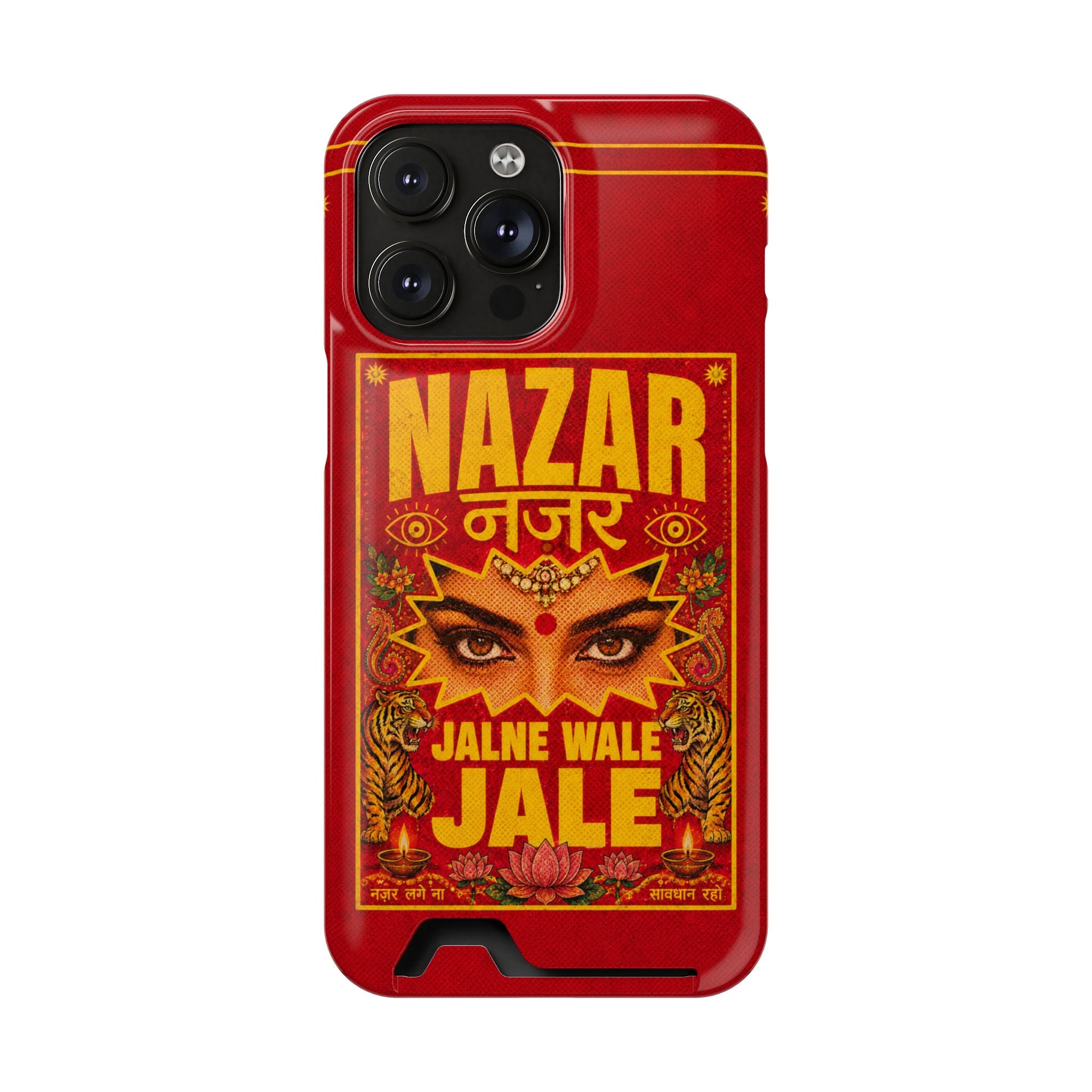 Nazar Phone Case with Card Holder — Bold Retro Indian Eye Protection Design