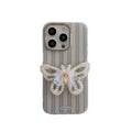 Minimal Pastel Stripe IPhone Case – with 3D Embellishments