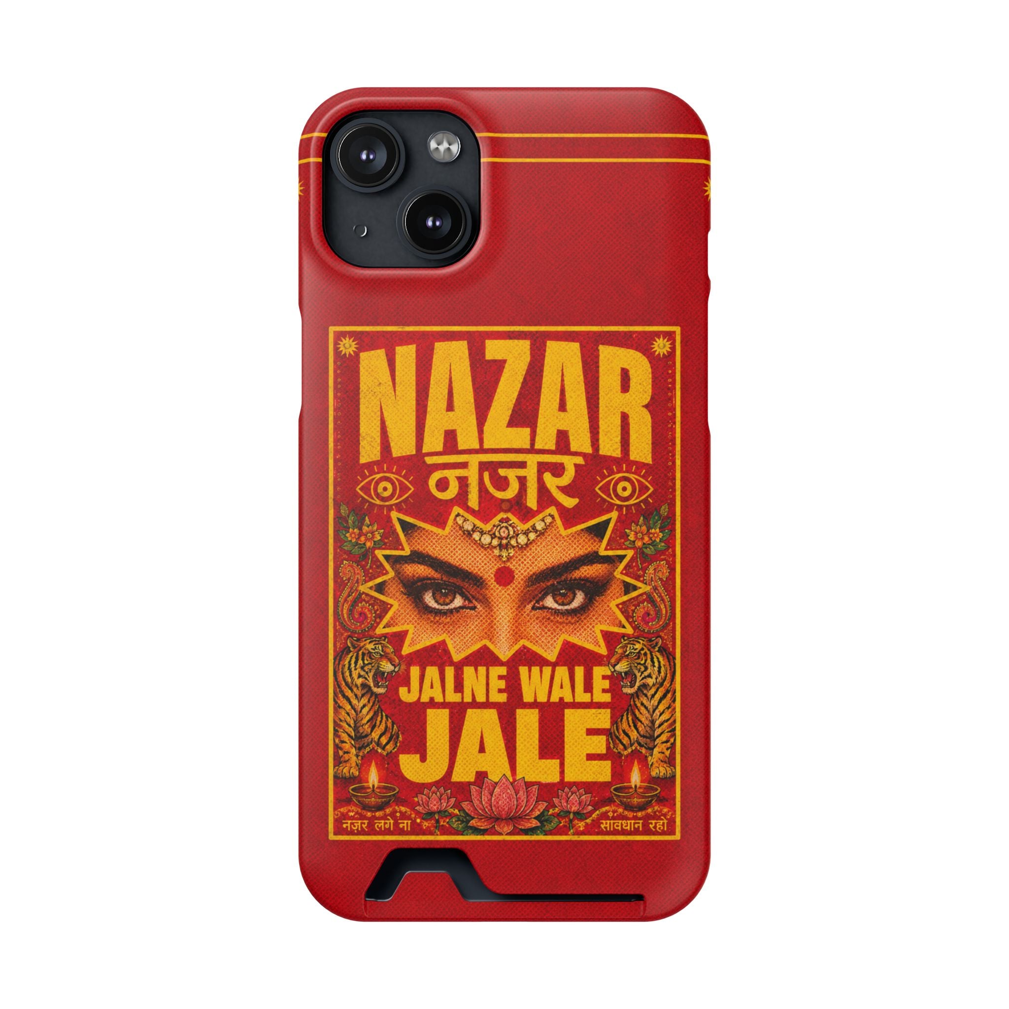 Nazar Phone Case with Card Holder — Bold Retro Indian Eye Protection Design