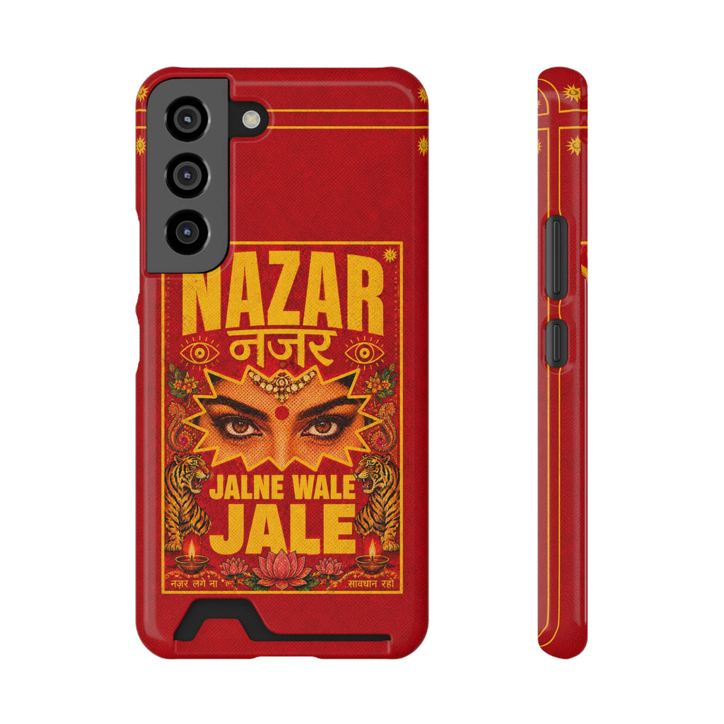 Nazar Phone Case with Card Holder — Bold Retro Indian Eye Protection Design