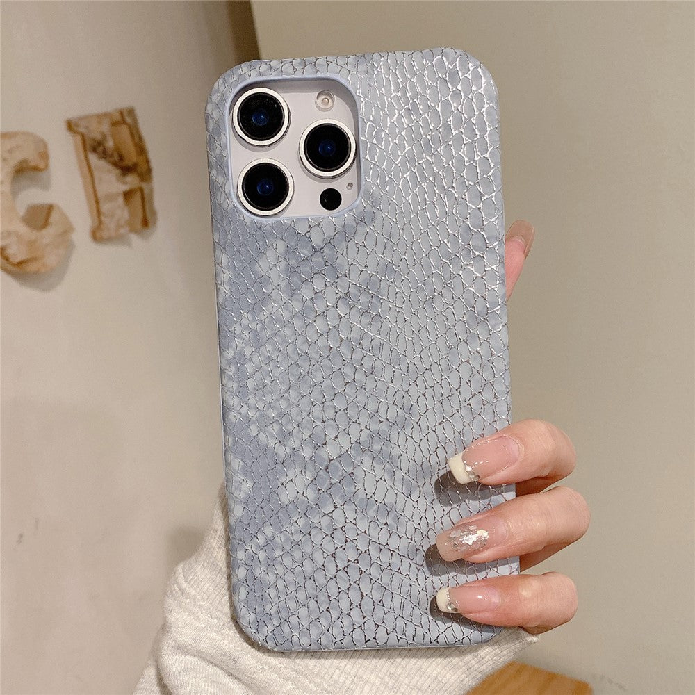 For iPhone 16 Pro Max Case Gold Thread Lacquered Snake Texture PU + PC Phone Back Cover