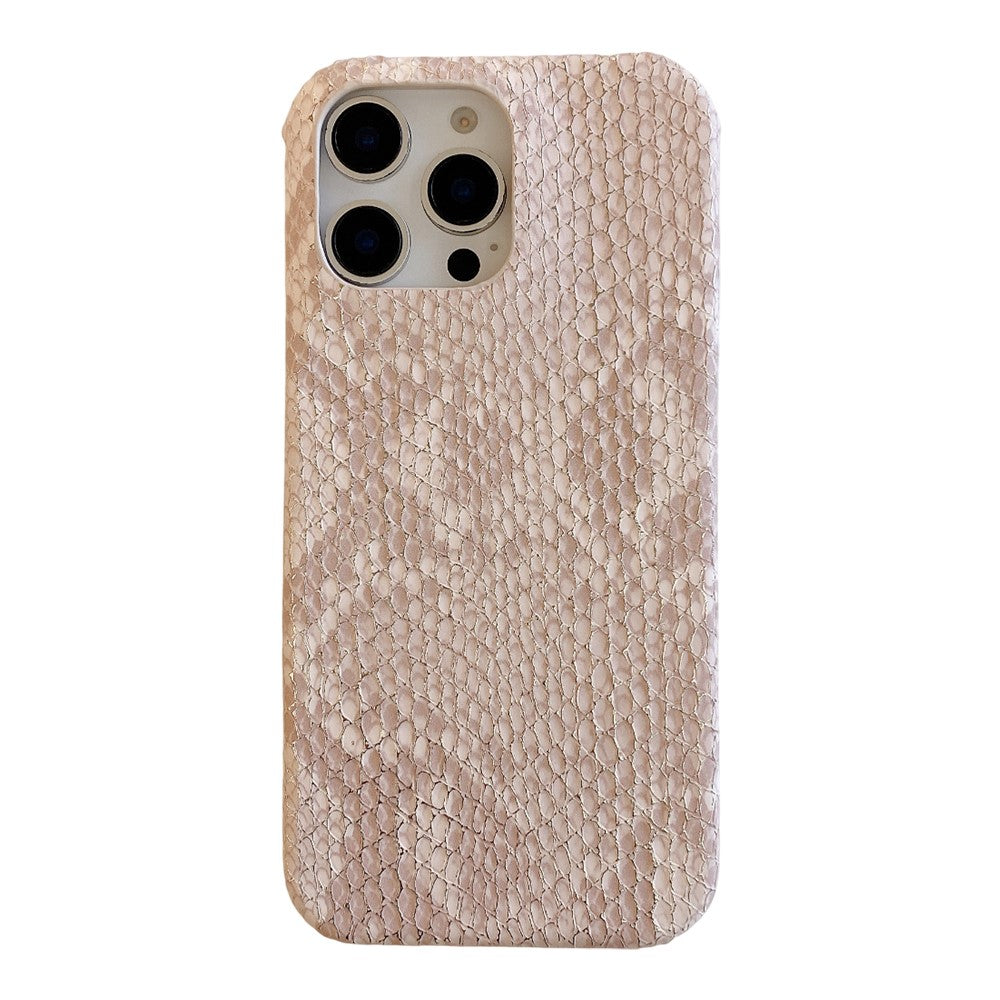 For iPhone 16 Pro Case Gold Thread Lacquered Snake Texture PU + PC Phone Back Cover