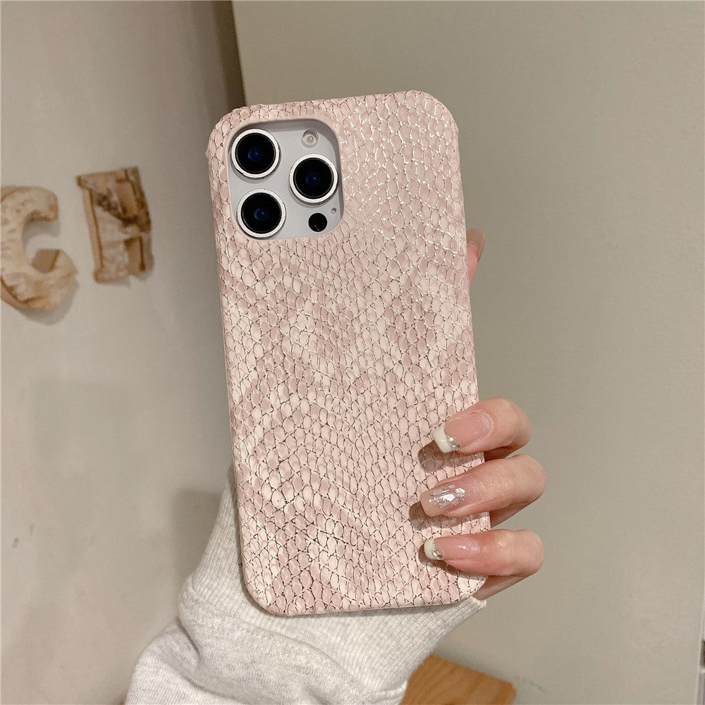 For iPhone 15 Pro Case Gold Thread Lacquered Snake Texture PU + PC Phone Back Cover