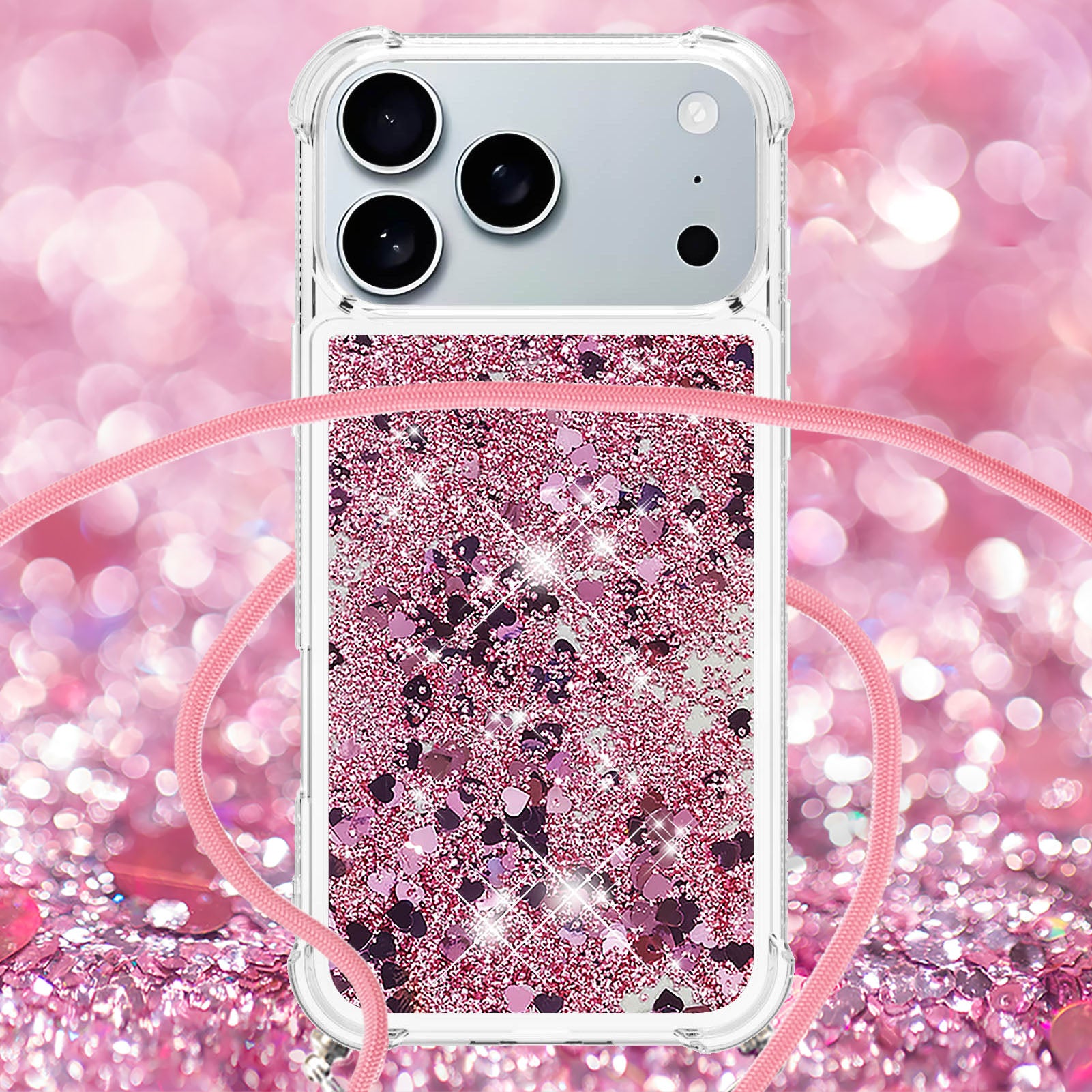For iPhone 17 Pro Max TPU Case Quicksand Phone Cover with Lanyard