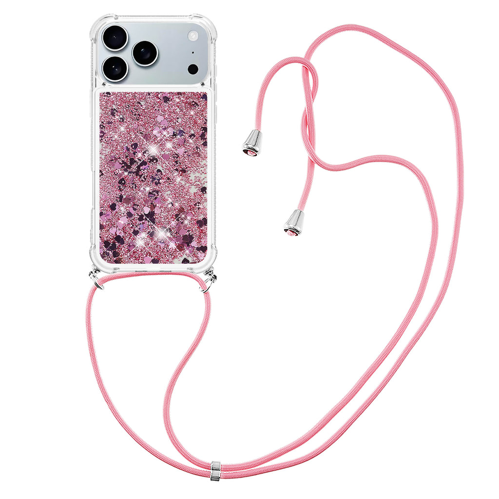 For iPhone 17 Pro TPU Case Quicksand Phone Cover with Lanyard