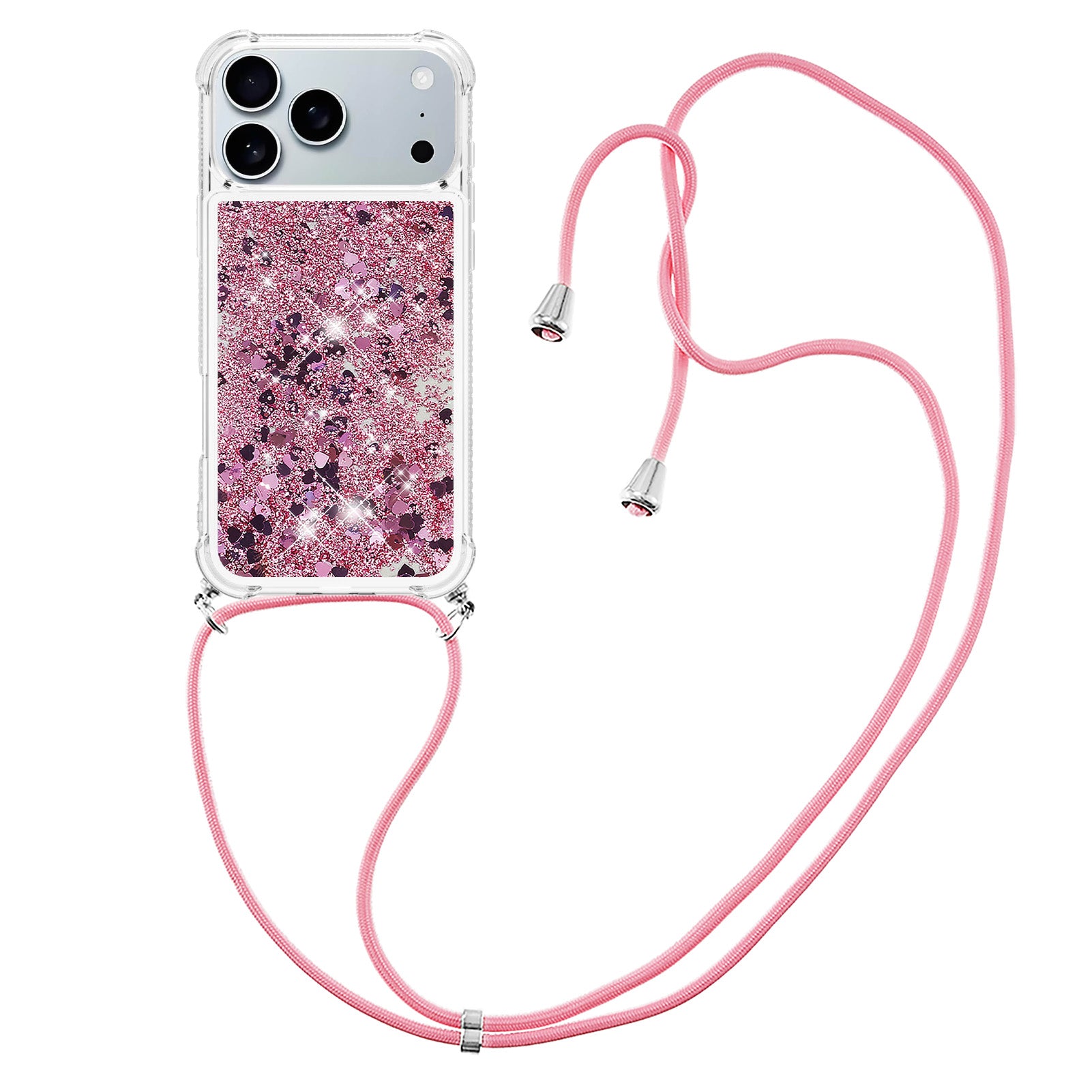 For iPhone 17 Pro TPU Case Quicksand Phone Cover with Lanyard