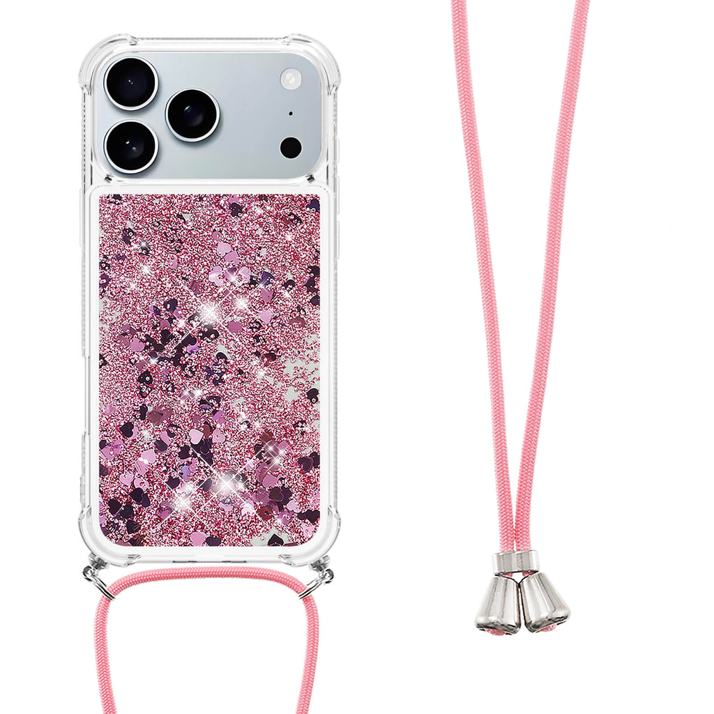 For iPhone 17 Pro TPU Case Quicksand Phone Cover with Lanyard