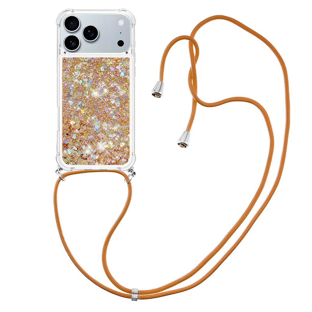 For iPhone 17 Pro TPU Case Quicksand Phone Cover with Lanyard