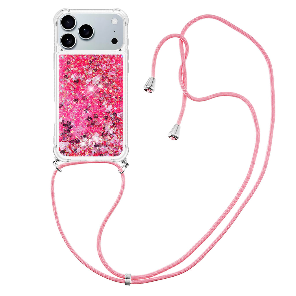 For iPhone 17 Pro TPU Case Quicksand Phone Cover with Lanyard
