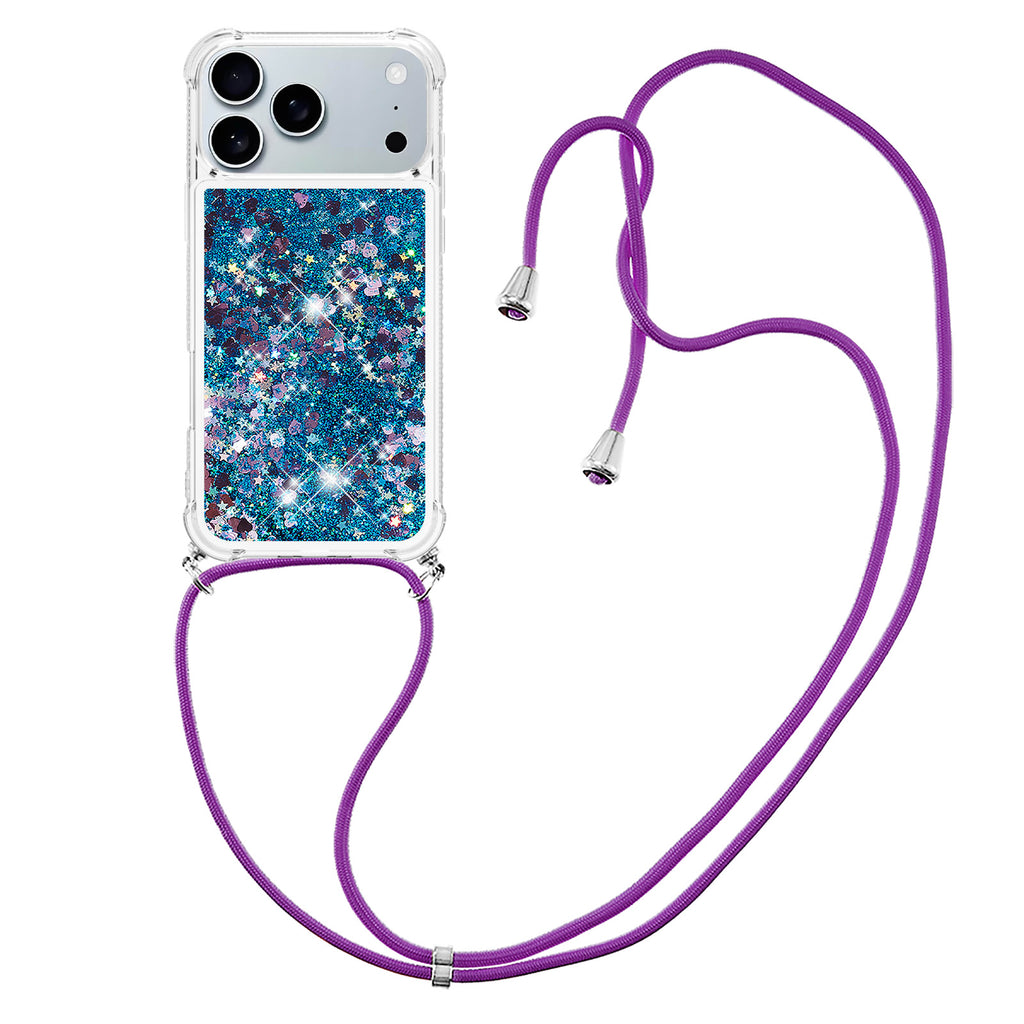 For iPhone 17 Pro TPU Case Quicksand Phone Cover with Lanyard