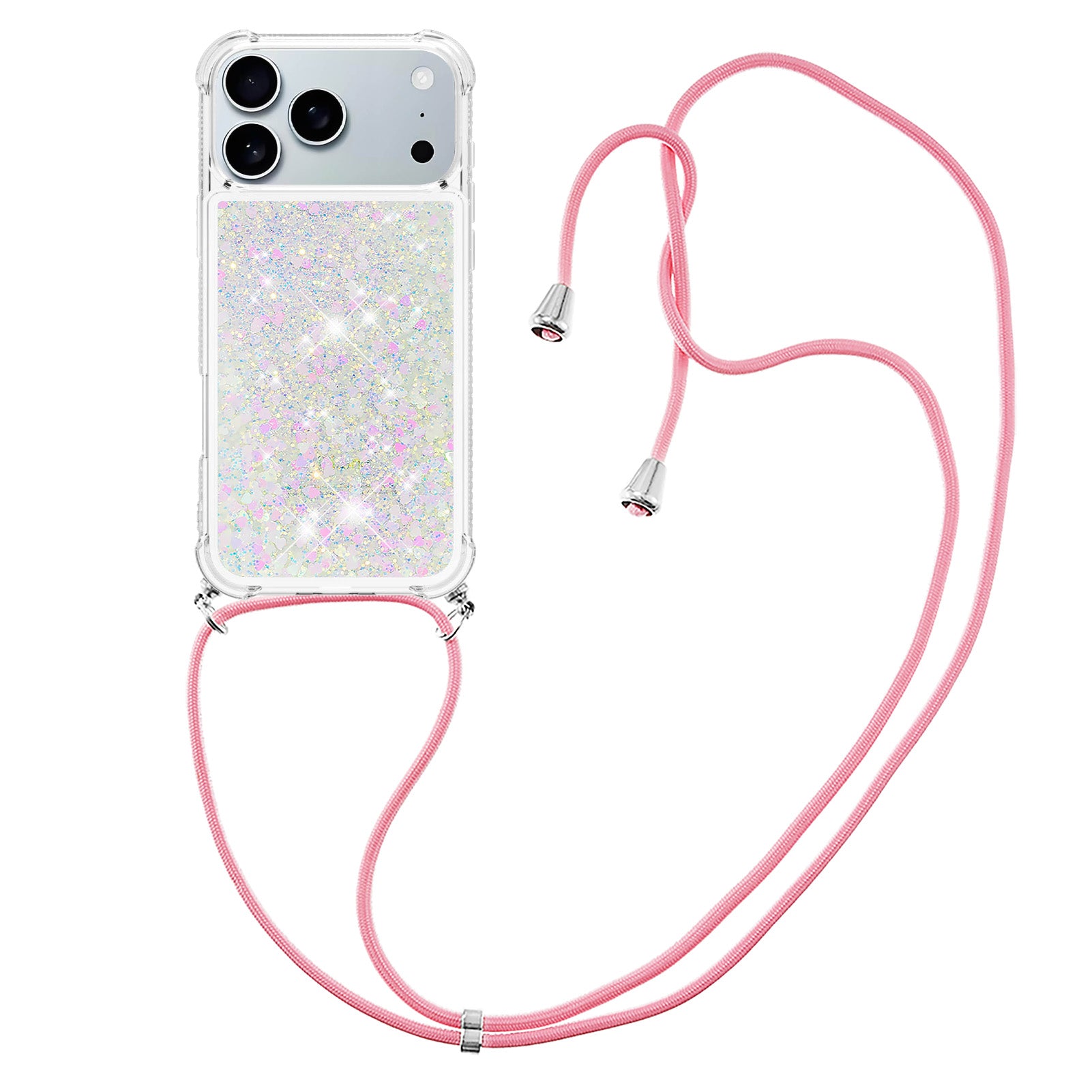 For iPhone 17 Pro TPU Case Quicksand Phone Cover with Lanyard