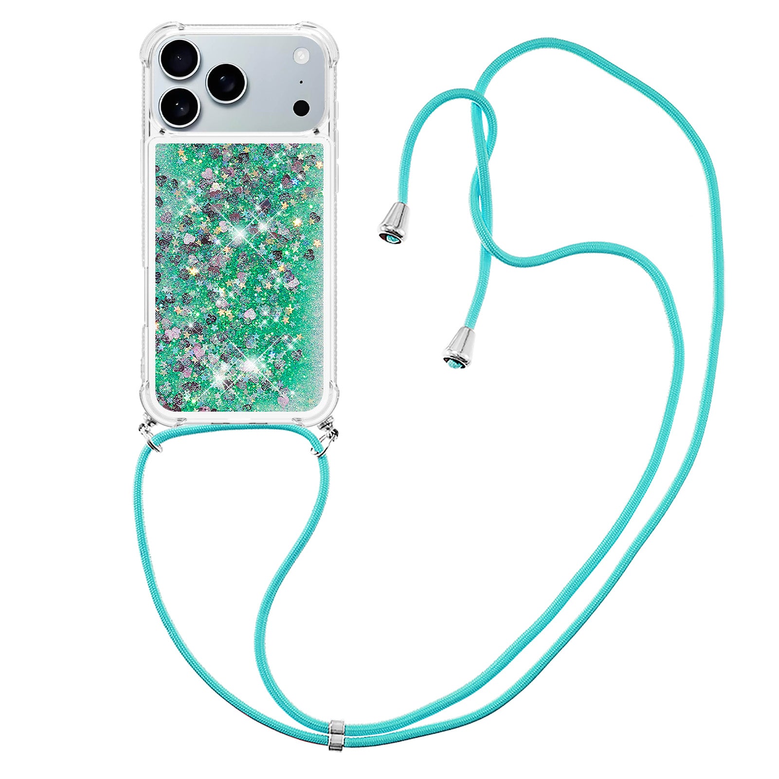For iPhone 17 Pro TPU Case Quicksand Phone Cover with Lanyard