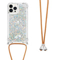 For iPhone 15 Pro Max TPU Case Quicksand Design Phone Cover with Lanyard