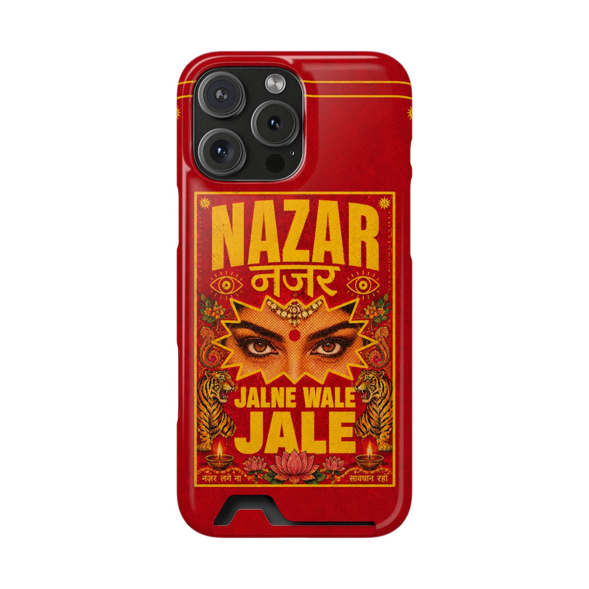 Nazar Phone Case with Card Holder — Bold Retro Indian Eye Protection Design